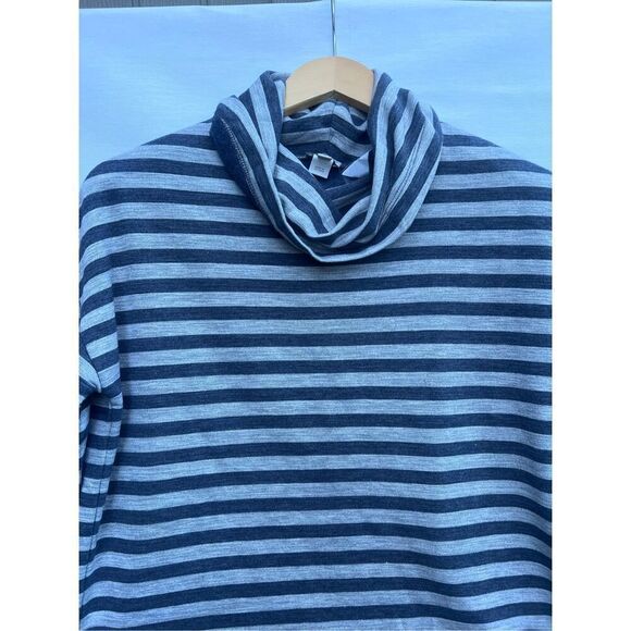 J. Crew XXS Boxy Striped Blue Gray Cowl Neck Shirt Top New Relaxed fit - Picture 3 of 5